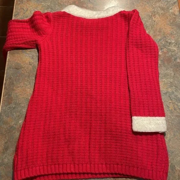 Camilla Girls 6x Holiday Sweater Dress Red and Cream - Picture 5 of 7